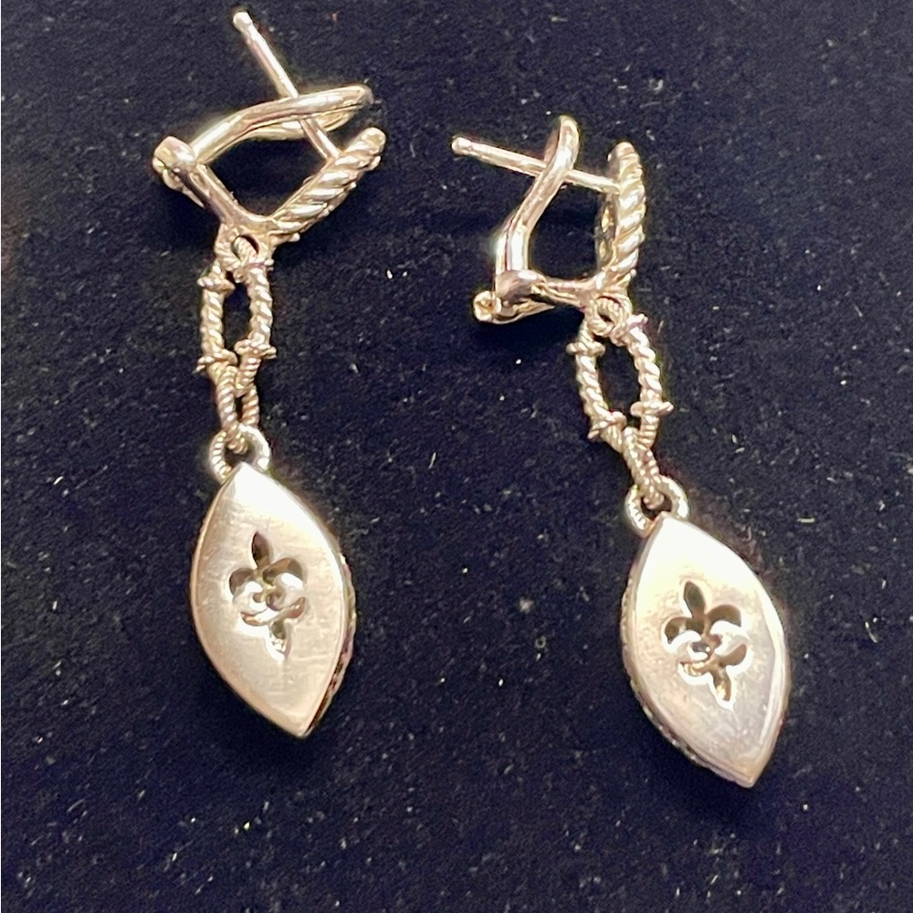 Judith Ripka 925 Sterling Silver and CZ - retired dangle earrings - Picture 2 of 6